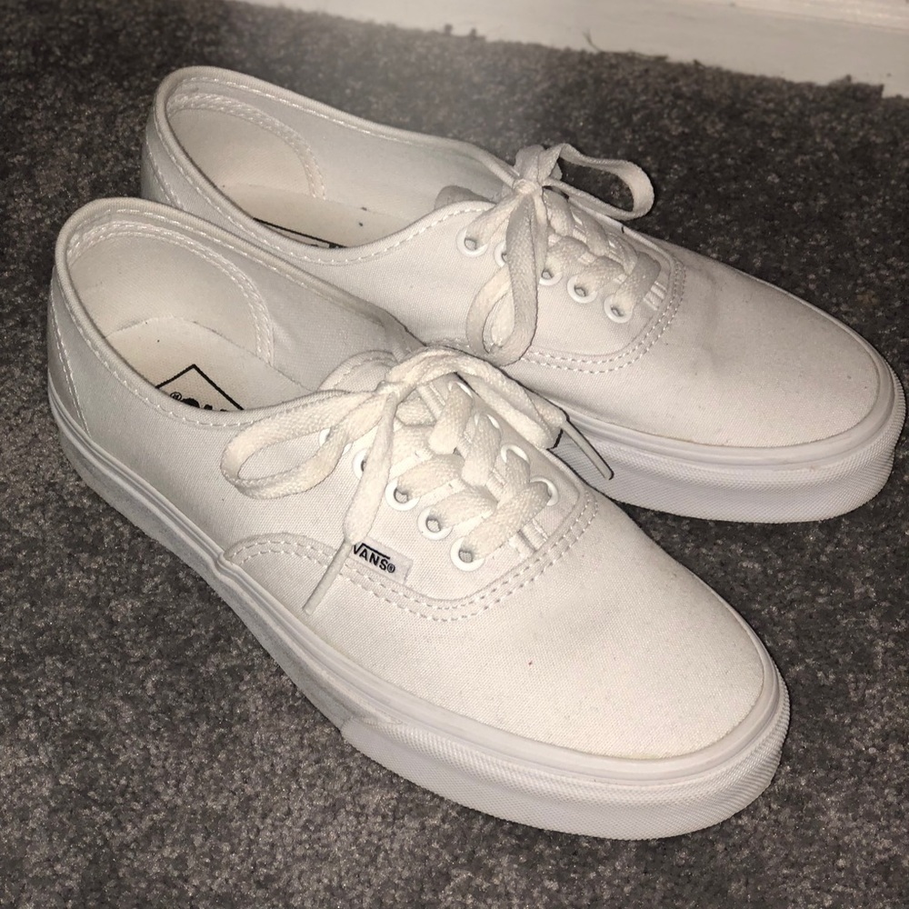 White Authentic Vans (NEVER worn & too big for me)